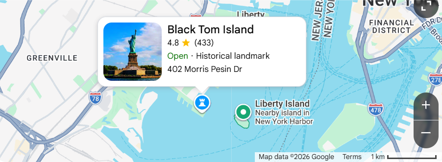 Black Tom Island térkép